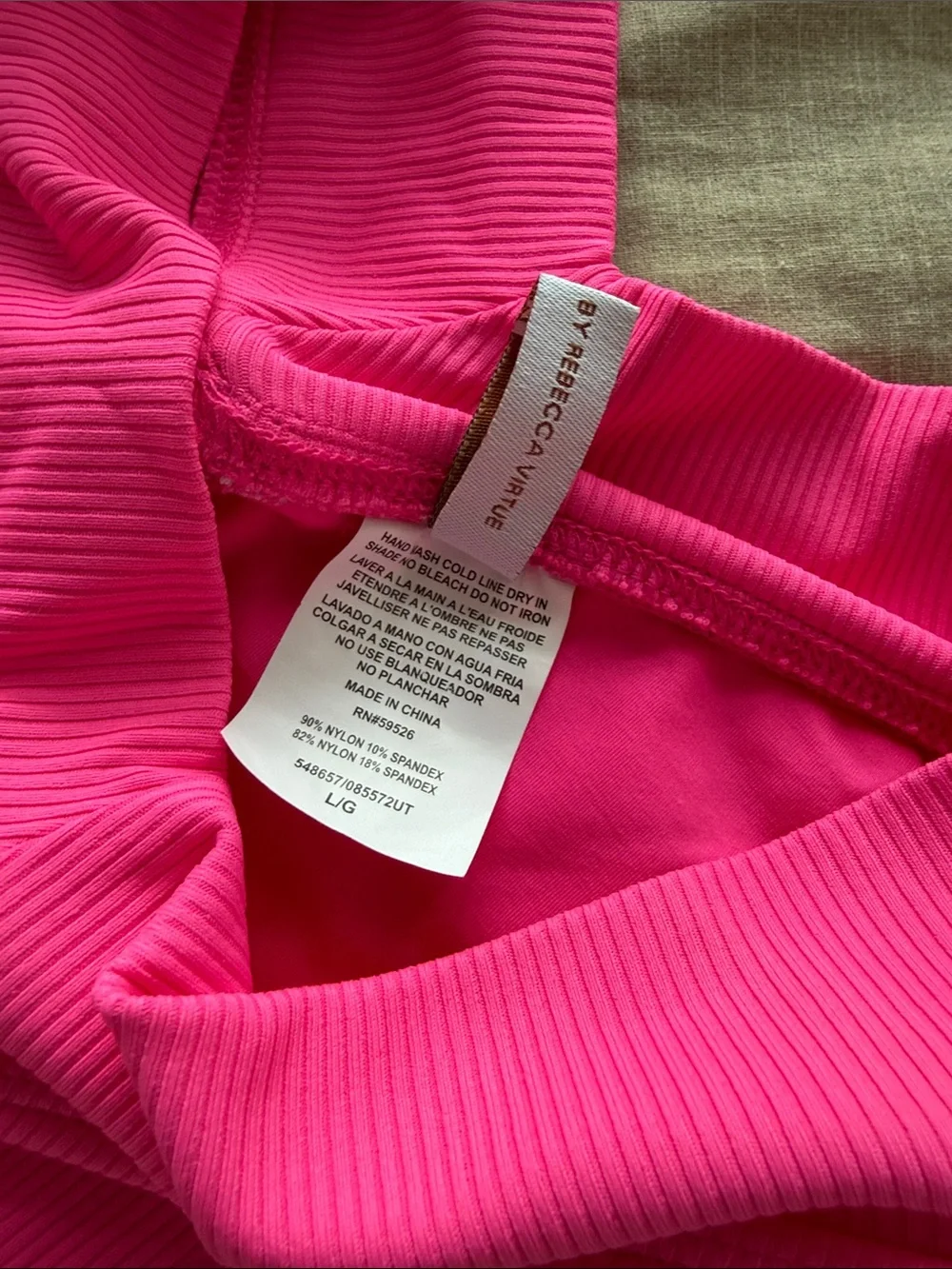 BECCA Hot Pink Ribbed Triangle Bikini Set - Picture 4 of 5